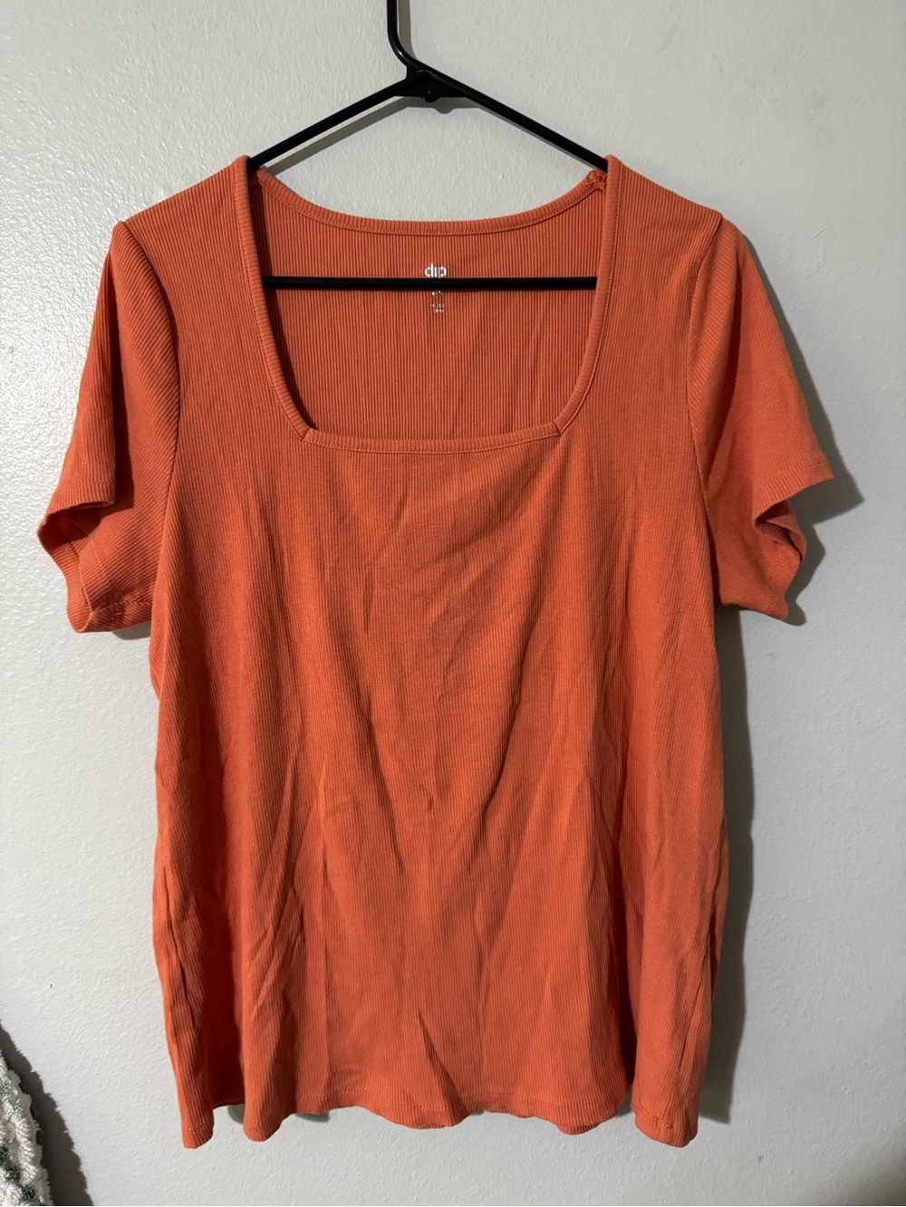 dip Ribbed Square Neck Short Sleeve Tee